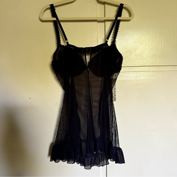 Seductive Wear by Cinema Etoile Cream Black Lace Chemise Babydoll Large Coquette - Picture 8 of 14